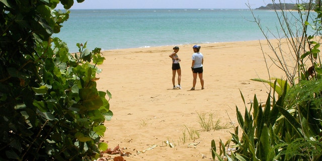 In this June 28, 2008 file photo, cyclists stand on a beach in the Northeast Ecological Corridor Reserve in the municipality of Luquillo in Puerto Rico. (AP Photo/Ricardo Arduengo, File)