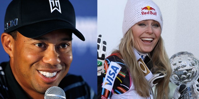 Tiger Woods, left, and Lindsey Vonn, right, are rumored to be dating.