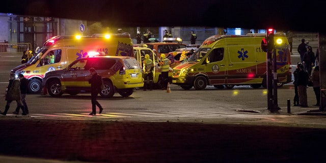 MADRID, SPAIN - JANUARY 08: Ambulances prepare to leave the area after a suspicious package which was thought to be a bomb was found not to be dangerous at Nuevos Ministerios Train Station on January 8, 2015 in Madrid, Spain. Twelve people were killed yesterday including two police officers, as two gunmen open fire at the offices of the French satirical publication Charlie Hebdo. French Police have made seven arrests in connection with the attack while further violence today included a gunman killing a policewoman in the southern suburb of Montrouge. (Photo by Pablo Blazquez Dominguez/Getty Images)