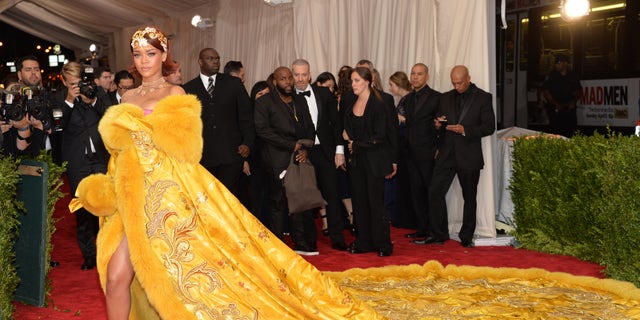 Rihanna arrives at The Metropolitan Museum of Art's Costume Institute benefit gala May 4, 2015, in New York.