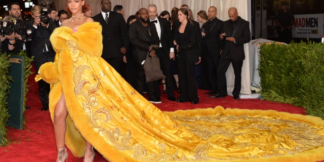 Rihanna arrives at The Metropolitan Museum of Art's Costume Institute benefit gala May 4, 2015, in New York.