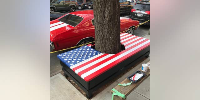 New York City's Department of Transportation told Post 1833 earlier in June that it received a complaint regarding the American flag bench that was built around a tree outside of the legion, and that it needed to be removed. The city ultimately rescinded the removal order.