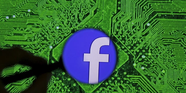 Facebook's logo is seen through a magnifier in front of a displayed PC motherboard, in this illustration taken April 11, 2016. (REUTERS/Dado Ruvic/Illustration)