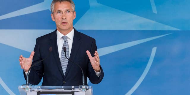 NATO Secretary General Jens Stoltenberg addresses the media after a North Atlantic Council Meeting at NATO headquarters in Brussels on Tuesday July 28, 2015. For just the fifth time in its 66-year history, NATO ambassadors met in emergency session Tuesday to gauge the threat the Islamic State extremist group poses to Turkey, and the debated actions Turkish authorities are taking in response. (AP Photo/Geert Vanden Wijngaert)