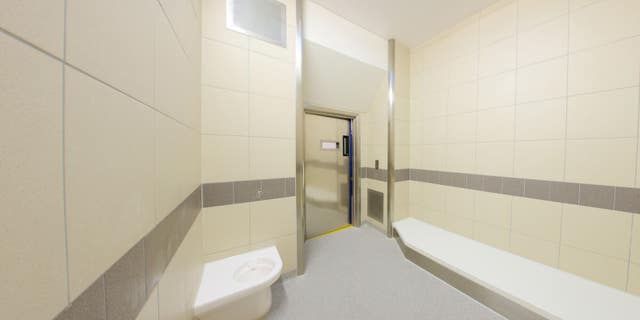 Jail cell at Perry Barr custody suite.