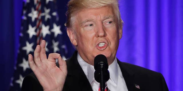 President Donald Trump speaks at the Republican congressional retreat in Philadelphia, Thursday, Jan. 26, 2017. (AP Photo/Matt Rourke)