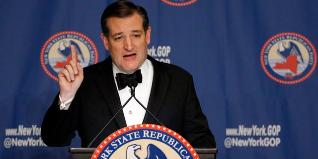 Sen. Ted Cruz at the New York Republican State Committee Annual Gala Thursday, April 14, 2016, in New York.