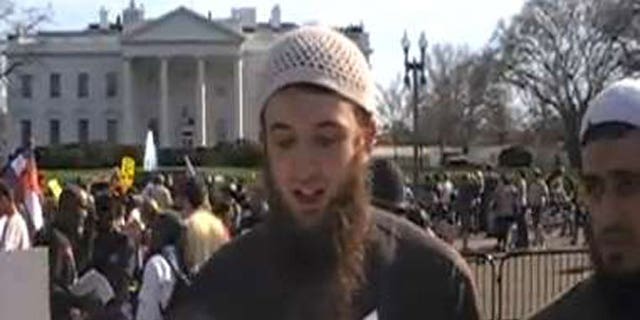 Zachary Adam Chesser, seen here, participates in a rally last April in Washington, D.C. (Jawa Report)