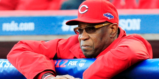 Oct. 9, 2012: Cincinnati Reds manager Dusty Baker watches from the dugout in the first inning during Game 3 of the National League division baseball series against the San Francisco Giants in Cincinnati.