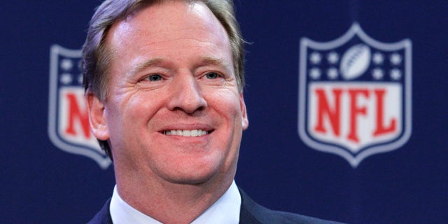 FILE - In this Dec. 12, 2012 file photo, NFL Commissioner Roger Goodell smiles during a news conference after the NFL owners meeting in Irving, Texas. Roger Goodell was paid $29.49 million by NFL owners in 2011, nearly triple his compensation from the previous year. Goodell earned $11.6 million in 2010. (AP Photo/LM Otero, File)