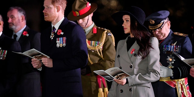 Prince Harry and Markle at Anzac Day, honoring Australians and New Zealanders who served or died in wars.