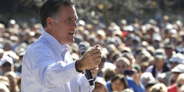 Jan. 30, 2012: Republican presidential candidate, former Massachusetts Gov. Mitt Romney campaigns at Pioneer Park in Dunedin, Fla.