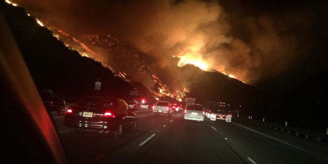 A new fire erupted Wednesday near the famed Getty Center in the Sepulveda Pass in Los Angeles along the 405 Freeway.
