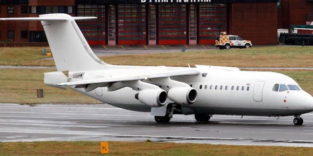 FILE - This is a Nov. 11, 2012 file photo taken at Birmingham Airport in central England of a BAE 146 aircraft similar to the one which has crashed in Colombia Tuesday Nov. 29, 2016.