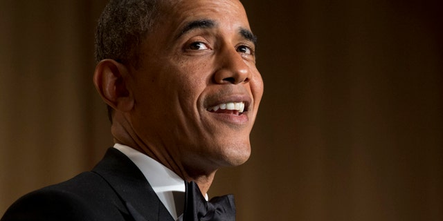 President Obama speaks during the White House Correspondents Association Dinner at the Washington Hilton Hotel.