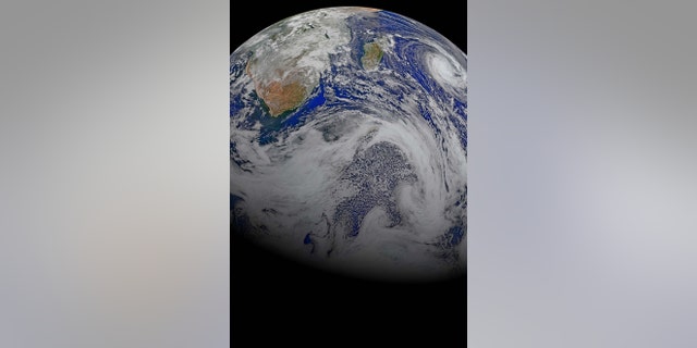 April 9, 2015: This image provided by NASA Data from six orbits of the Suomi-NPP spacecraft on have been assembled into this perspective composite of southern Africa and the surrounding oceans. Tropical Cyclone Joalane is seen over the Indian Ocean. The image was created by the Ocean Biology Processing Group at NASA's Goddard Space Flight Center in Greenbelt, Maryland.