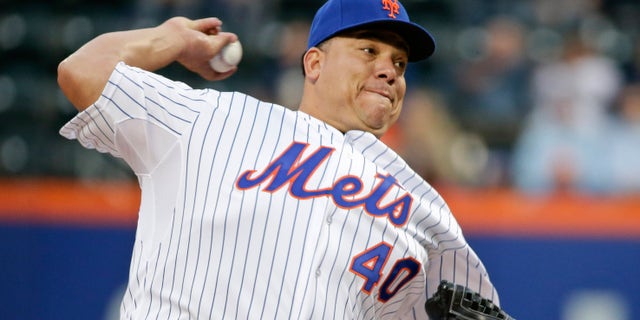 FILE - In this May 15, 2015, file photo, New York Mets' Bartolo Colon delivers a pitch during the first inning of a baseball game against the Milwaukee Brewers in New York. Colon remains one of the most effective pitchers in the major leagues, baffling hitters with one pitch _his fastball_ and an uncanny control reminiscent of his Cy Young year. (AP Photo/Frank Franklin II, File)