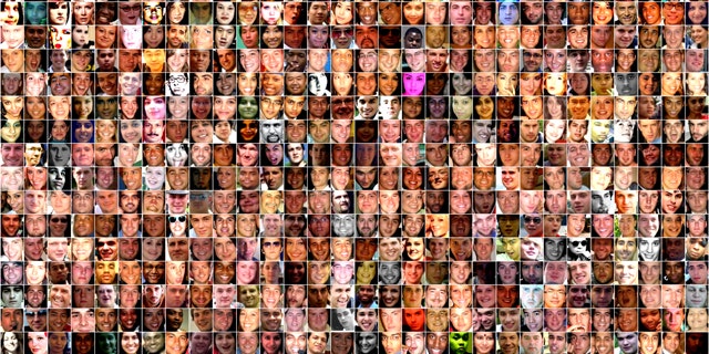 A composite image shows some of the billions of profiles on Facebook.