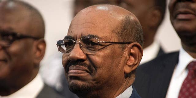 FILE - In this June 14, 2015 file photo, Sudanese President Omar al-Bashir attends the opening session of the AU summit in Johannesburg, South Africa. During an extensive interview Sunday, Feb. 5, 2017, with the Saudi-owned Al-Arabiya TV network, Al-Bashir accused Egyptian intelligence of supporting Sudan’s opposition forces, and vowing to take a border dispute between the two neighbors to the United Nations Security Council if negotiations fail. (AP Photo/Shiraaz Mohamed, File)