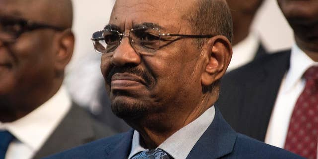 FILE - In this June 14, 2015 file photo, Sudanese President Omar al-Bashir attends the opening session of the AU summit in Johannesburg, South Africa. During an extensive interview Sunday, Feb. 5, 2017, with the Saudi-owned Al-Arabiya TV network, Al-Bashir accused Egyptian intelligence of supporting Sudan’s opposition forces, and vowing to take a border dispute between the two neighbors to the United Nations Security Council if negotiations fail. (AP Photo/Shiraaz Mohamed, File)
