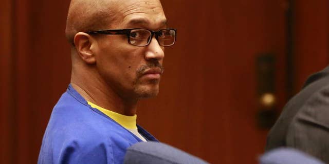 Dawud Abdulwali sits in court during a preliminary hearing in Los Angeles Wednesday, May 11, 2016. Abdulwali is accused of starting a 2014 fire that gutted a seven-story complex and damaged adjacent downtown office towers. (AP Photo/Damian Dovarganes)