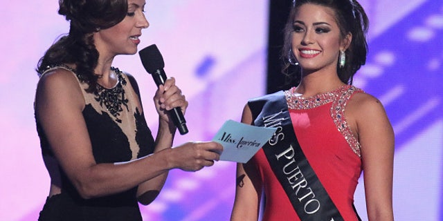 ATLANTIC CITY, NJ - SEPTEMBER 08: Miss Puerto Rico, Destiny Noelle Velez speaks at the Tuesday Night Preliminaries - 2016 Miss America Competition at Atlantic City Boardwalk Hall on September 8, 2015 in Atlantic City, New Jersey. (Photo by Donald Kravitz/Getty Images)