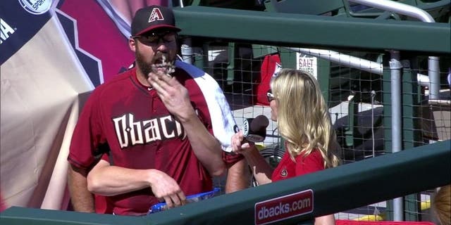 Josh Collmenter chats with Jody Jackson about being announced as the opening day starter. But Trevor Cahill can't seem to keep his hands to himself.