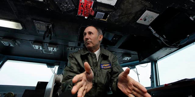 Feb. 11, 2011: Vice Admiral Scott Van Buskirk speaks during an interview on the bridge of the USS George Washington aircraft carrier, at the Yokosuka Naval Base, south of Tokyo