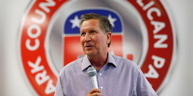 Ohio Gov. John Kasich speaks at an event at the Clark County Republican Party office Thursday, June 11, 2015, in Las Vegas. Kasich, a two-term Ohio governor and former member of the U.S. House, is considering running for the Republican nomination for president. (AP Photo/John Locher)