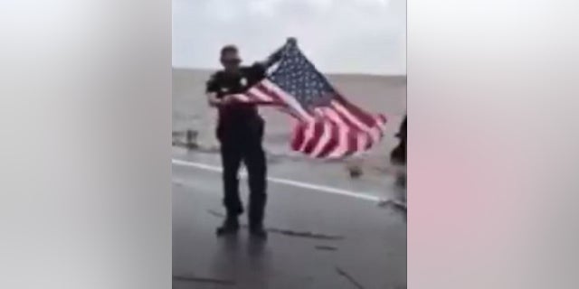 Police in Georgia posted a video of the American flag being rescued.