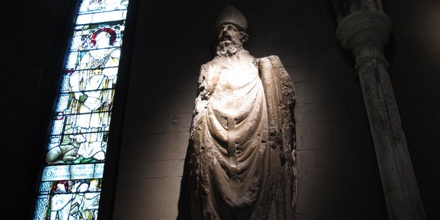 A statue of St. Patrick in St. Patrick's Cathedral, Dublin.