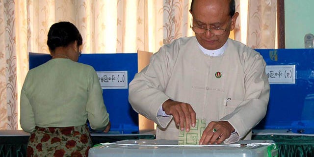 Nov. 7: Myanmar's Prime Minister Thein Sein casts his ballot for the elections in Naypyitaw, Myanmar's administrative capital.