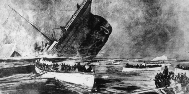 14th April 1912: Survivors watch from the lifeboats as the ill-fated White Star liner, the 'Titanic', plunges beneath the waves. Original Publication: Illustrated London News - pub. 1912 Original Publication: From a special supplement of 'Graphic'. (Photo by Hulton Archive/Getty Images)