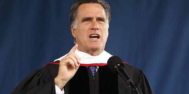 May 12, 2012: Mitt Romney speaks at the Liberty University commencement ceremony in Lynchburg, Va.