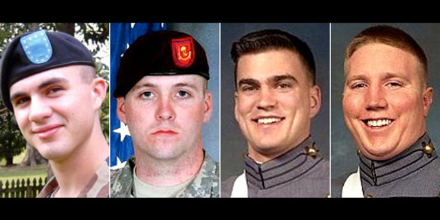 (From left to right) Spc. Johnathan Chism, Pfc. Shawn Falter, Capt. Brian Freeman and 1st Lt. Jacob Fritz were executed in 2007, officials said.