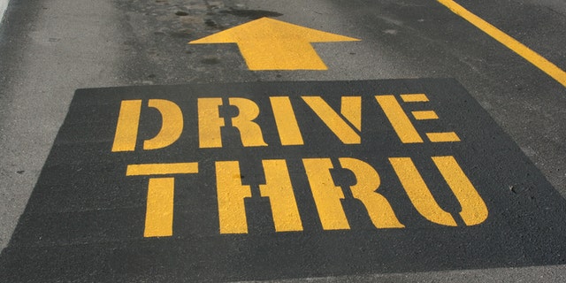 drive thru painted on street for directions