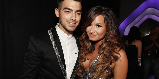 Joe Jonas and Demi Lovato on August 28, 2011, in Los Angeles, California.