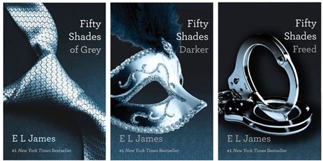 This combo made of book cover images provided by Vintage Books shows the 'Fifty Shades of Grey'; trilogy by best-selling author E L James.