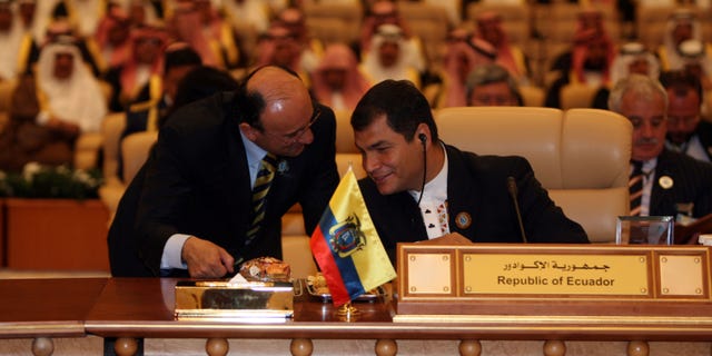 RIYADH, SAUDI ARABIA- NOVEMBER17: Ecuador's president Rafael Correa attends the opening session of the third OPEC Summit on November 17, 2007 in Riyadh, Saudi Arabia. (Photo by Salah Malkawi/ Getty Images)