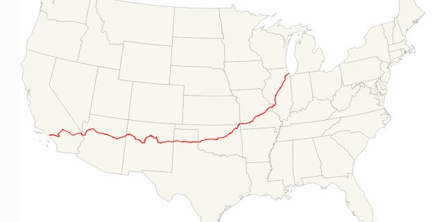 The historic route runs through eight states from Illinois to California.