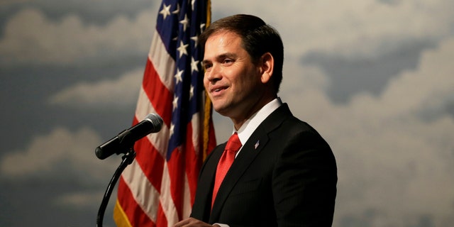 FILE: Nov. 17, 2012: Sen. Marco Rubio, R-Fla., speaks during Iowa Gov. Terry Branstad's annual birthday fundraiser.