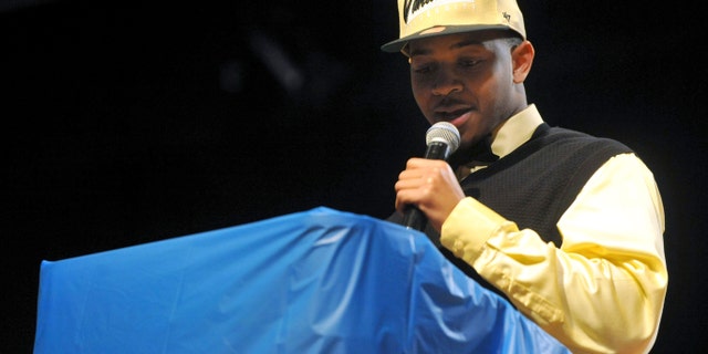 Stephenson High School's Dallas Rivers announces he will be attending Vanderbilt University and play football, Wednesday Feb. 5, 2014, in Stone Mountain, Ga. (AP Photo/Atlanta Journal-Constitution, Kent D. Johnson) GWINNETT OUT MARIETTA OUT LOCAL TV OUT (WXIA, WGCL, FOX 5)