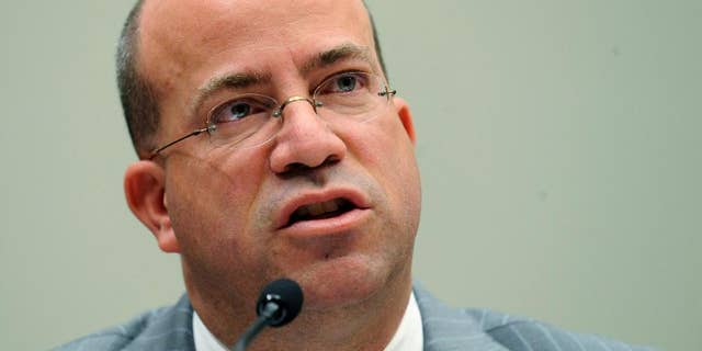 FILE - In this Thursday, Feb. 25, 2010 file photo, Jeff Zucker testifies on Capitol Hill in Washington, during the House Judiciary Committee hearing on competition in the media and entertainment distribution market. Zucker, the president of CNN says it is "shocking" to watch the political establishment's silence regarding President Donald Trump's attacks on the media, calling it an abdication of their responsibility. (AP Photo/Susan Walsh, File)