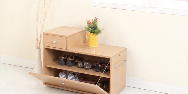 Wooden shoe closet with drawer