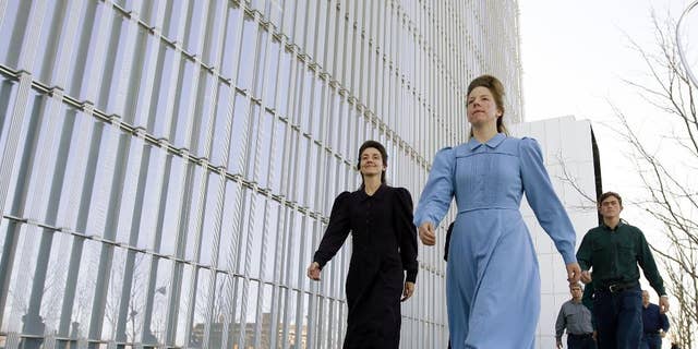 Fundamentalist Church of Jesus Christ of Latter Day Saints women leave the Federal Courthouse following detention status hearing for a high-ranking polygamous leader, April 6, 2016, in Salt Lake City.