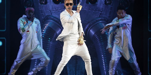 March 28, 2013: In this file photo, Canadian singer Justin Bieber performs on stage during the "I Believe Tour " in Munich, southern Germany.