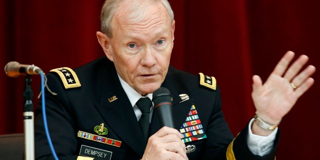 FILE - In this April 26, 2013, file photo, Chairman of the Joint Chiefs of Staff Gen. Martin Dempsey speaks during his lecture at Joint Staff College in Tokyo. One after another, the charges have tumbled out _ allegations of sexual assaults in the military that have triggered outrage, from local commanders to Capitol Hill and the Oval Office. But for the Pentagon there seem to be few clear solutions beyond improved training and possible adjustments in how the military prosecutes such crimes. Changing the culture of a male-dominated, change-resistant military that for years has tolerated sexism and sexist behavior is proving to be a challenging task. (AP Photo/Koji Sasahara, File)