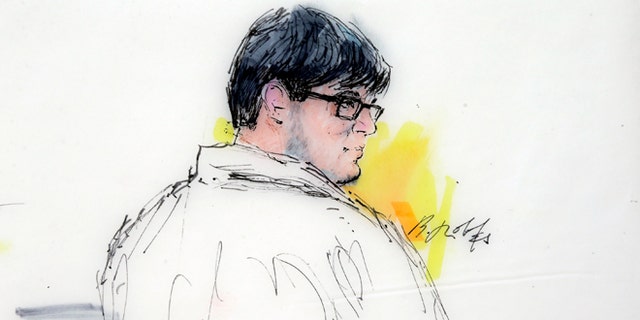 FILE - In this Dec. 21, 2015, courtroom sketch, Enrique Marquez Jr. appears in federal court in Riverside, Calif. Marquez, a friend of one of the shooters in the San Bernardino massacre that killed 14 people, was indicted Wednesday, Dec. 30, on five charges that include conspiring in a pair of previous planned attacks and making false statements when he bought the guns used in this month's shootings, authorities said. (Bill Robles via AP, File)