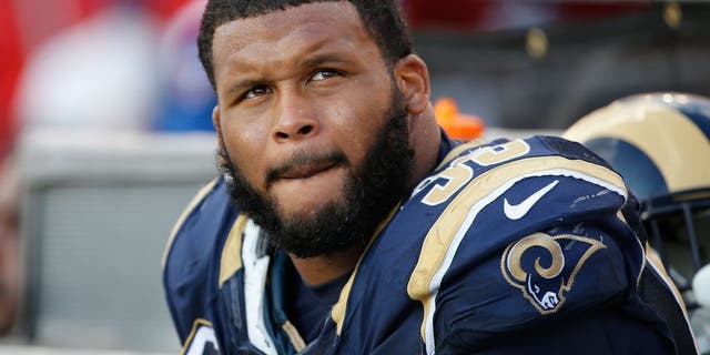 Sep 25, 2016; Tampa, FL, USA; Los Angeles Rams defensive tackle Aaron Donald (99) against the Tampa Bay Buccaneers during the second half at Raymond James Stadium. Mandatory Credit: Kim Klement-USA TODAY Sports