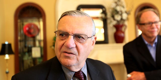 RANCHO BERNARDO, CA - AUGUST 10: Sheriff Joe Arpaio speaks during a visit to the Rancho Bernardo Inn on August 10, 2010 in Rancho Bernardo, California. Arpaio, who is Sheriff of Maricopa County in Arizona, gained national attention for using deputies to conduct raids to apprehend illegal immigrants and building large outdoor prison tents to house inmates. (Photo by Sandy Huffaker/Getty Images)